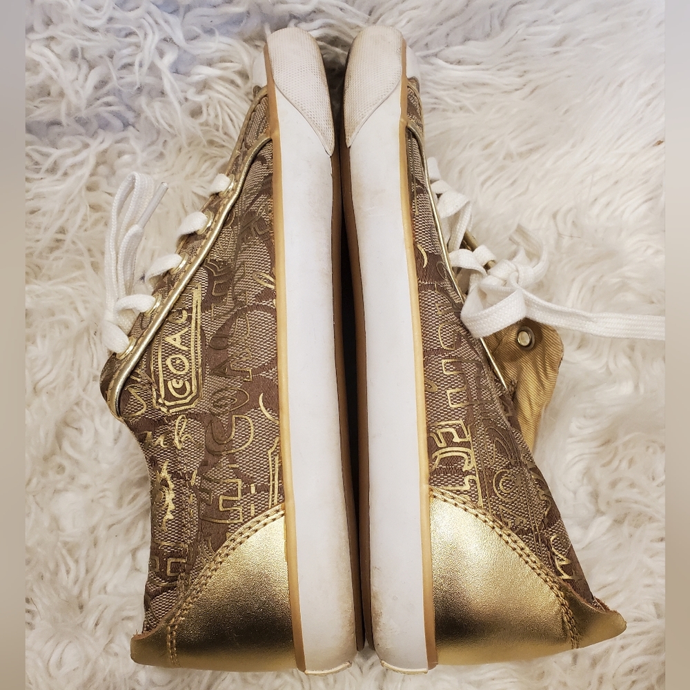 COACH| Womens Barrett gold and brown sneakers| size 8 - Picture 10 of 10